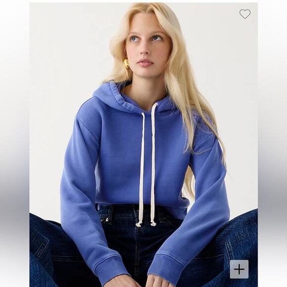 J. Crew Blue Heritage Cropped Hoodie Sz M - Picture 3 of 9